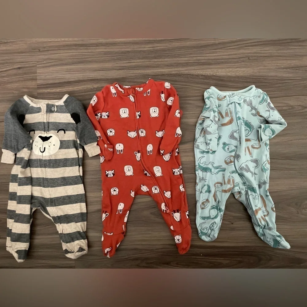Old Navy Orange and Blue Footed One Pieces Cozy and Stylish footies bundle 0-3M